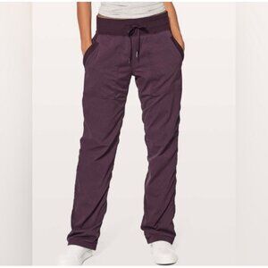 Lululemon Dance‎ Studio Pants Womens Purple Stripe Lined Running Athleisure